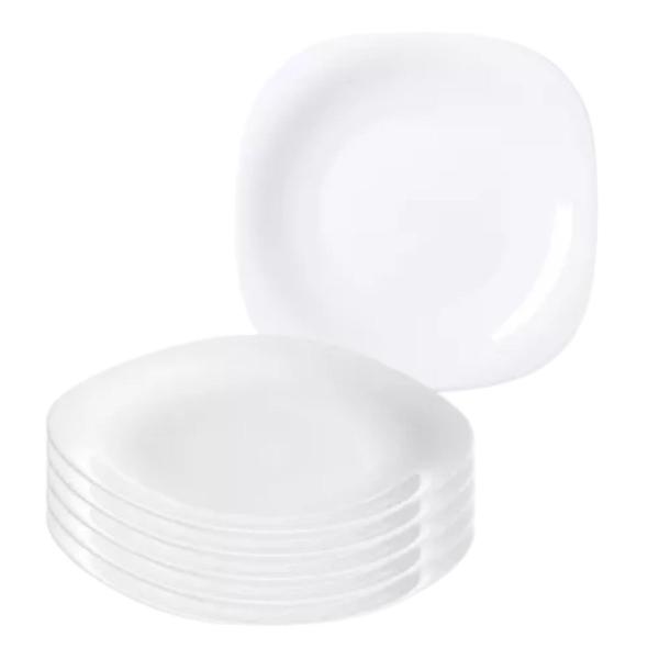 Jogo De 6 Pratos Raso Quadrado Opaline Bliss Branco - Hauskraft Imagem de Jogo De 6 Pratos Raso Quadrado Opaline Bliss Branco
