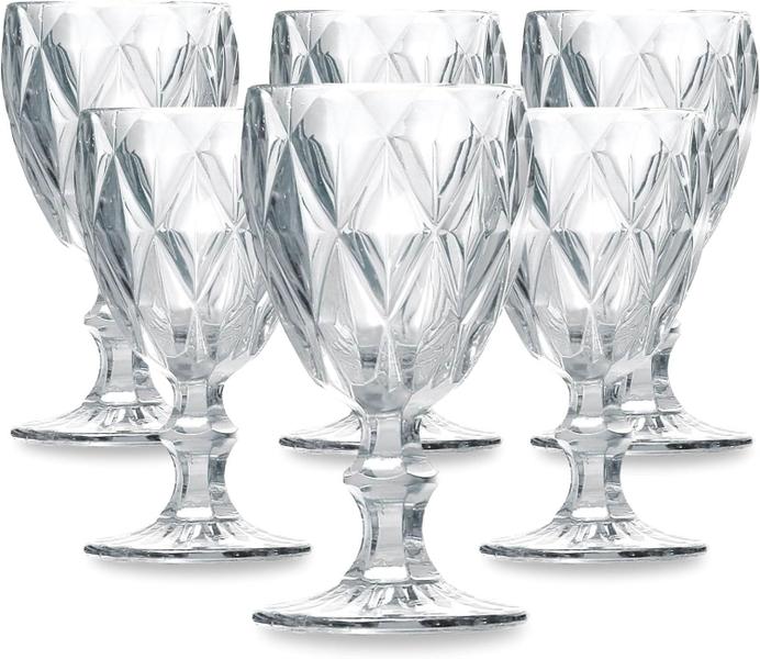 Jogo De 6 Taças De Vidro 320ml Diamante Cor Transparente - Dubai Jogo De 6 Taças De Vidro 320ml Diamante Cor Transparente - Dubai
