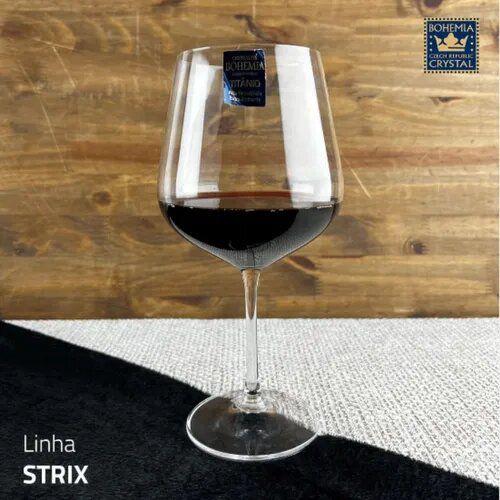 Imagem de Jogo De 6 Taças Para Vinho 600ml Strix Em Cristal Bohemia