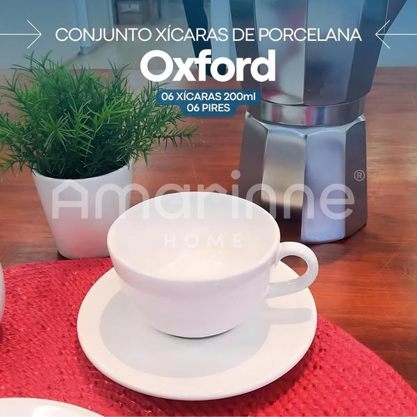 Jogo De 6 Xícaras De Chá Café Com Pires 200ml Unni White Oxford Imagem de Jogo De 6 Xícaras De Chá Café Com Pires 200ml Unni White Oxford