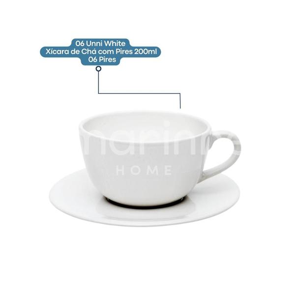 Jogo De 6 Xícaras De Chá Café Com Pires 200ml Unni White Oxford Imagem de Jogo De 6 Xícaras De Chá Café Com Pires 200ml Unni White Oxford