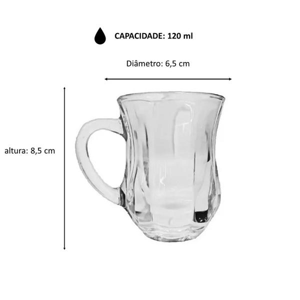 Jogo de 6 Xícaras em Vidro para Café Silhouete 120 ml - UNIKHOME Imagem de Jogo de 6 Xícaras em Vidro para Café Silhouete 120 ml