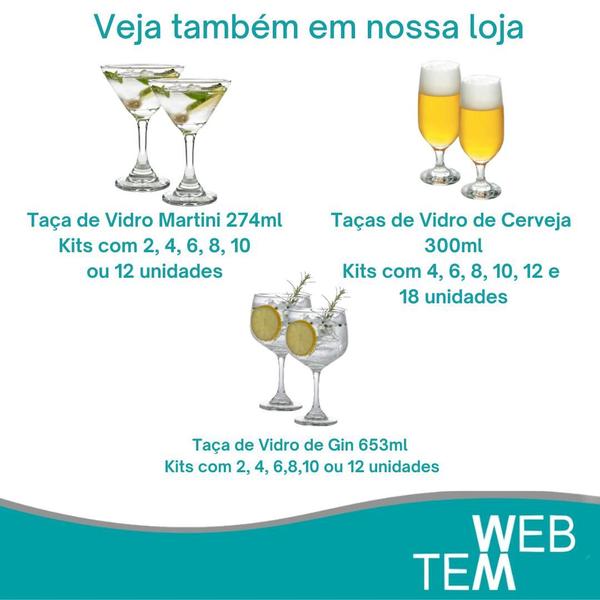 Imagem de Jogo de 8 Taças de Martini de Vidro 274ml para Drinks ou Sobremesas Resistentes Para Festas, Mesa Posta Elegante e Sustentável, Bares e Restaurantes