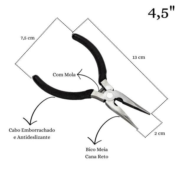Imagem de Jogo De Alicates De Bico Reto Preto 4 Polegadas Trabalho Manual