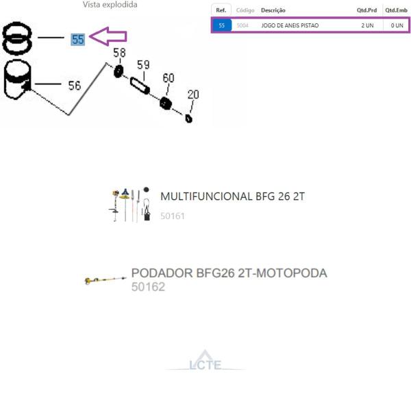 Imagem de Jogo de Anéis Pistão da Roçadeira BFG 26S Buffalo Original