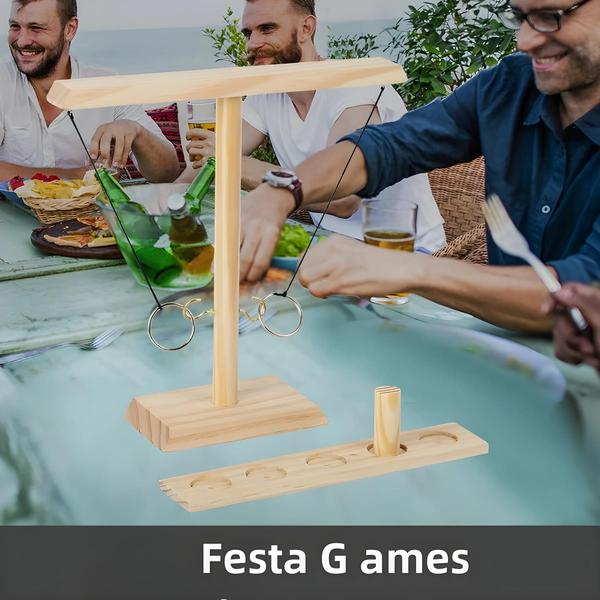 Imagem de Jogo de Anel de Madeira Artesanal para Adultos - Decoração para Festas e Eventos