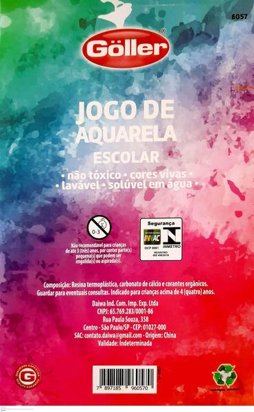 Jogo De Aquarela 12 Pastilhas Pincel E Godê Com Misturador - Goller Imagem de Jogo De Aquarela 12 Pastilhas Pincel E Godê Com Misturador