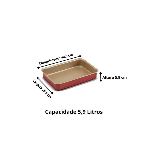 Imagem de Jogo De Assadeiras Alta, Antiaderente,Teflon Cereja - 4 pçs