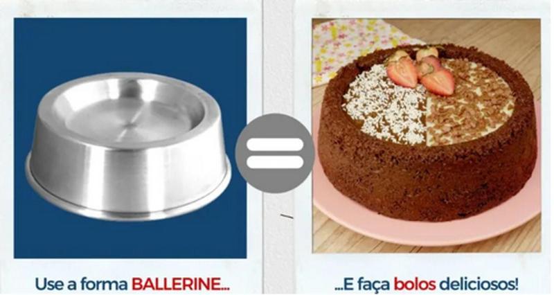 Imagem de Jogo de assadeiras ballerine coração e vulcão - kit moderna em aluminio if35