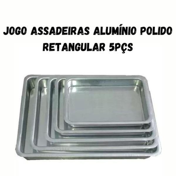 Imagem de Jogo de assadeiras formas retangular tabuleiro quadrada pintada color 5 pçs