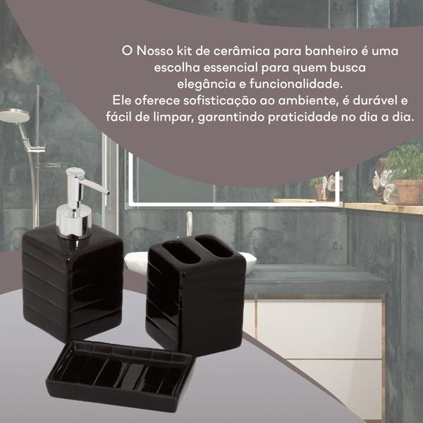 Imagem de Jogo De Banheiro Bancada Cerâmica Dispenser Design Moderno