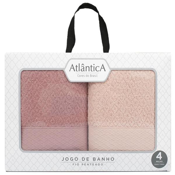 Imagem de Jogo De Banho Atlantica Capri 5 Pçs Branco E Rosa