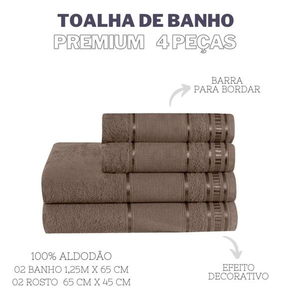 Imagem de Jogo de Banho com Toalhas Felpudas 4 Peças - Linha Premium, Super Absorvente