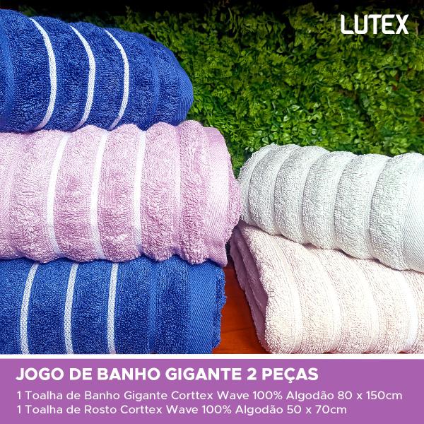 Imagem de Jogo de Banho Gigante 2 Peças Corttex Wave 100% Algodão Alta Absorção Volumosa Ultra Macia