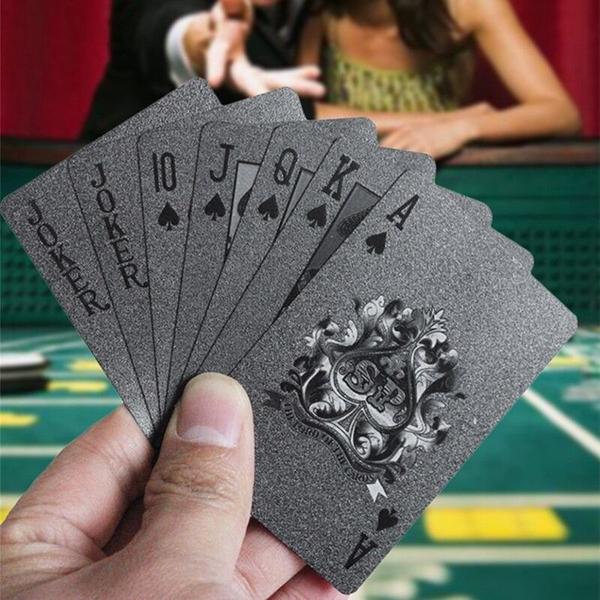 Jogo de Baralho Dourado Gold Ouro Carteado Cartas Poker Truco Dollar Resistente água Imagem de Jogo de Baralho Dourado Gold Ouro Carteado Cartas Poker Truco Dollar Resistente água