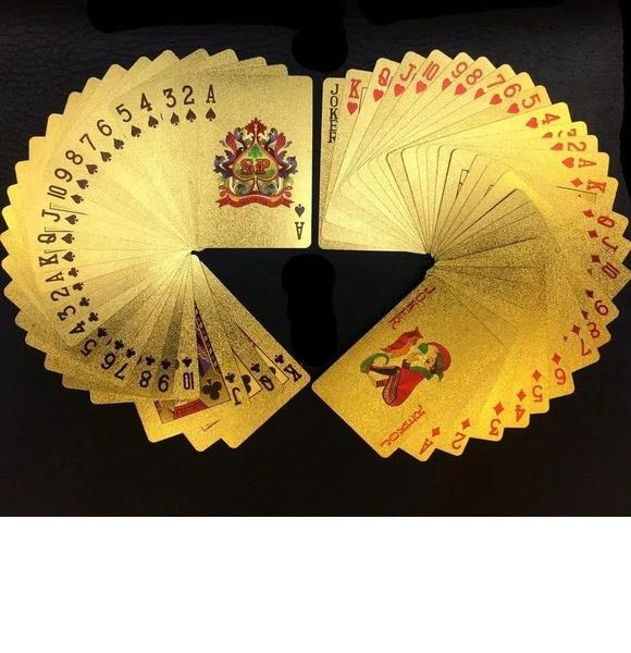Jogo de Baralho Dourado Gold Ouro Carteado Cartas Poker Truco Dollar Resistente água Imagem de Jogo de Baralho Dourado Gold Ouro Carteado Cartas Poker Truco Dollar Resistente água