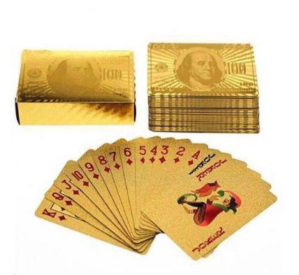Jogo de Baralho Dourado Gold Ouro Carteado Cartas Poker Truco Dollar Resistente água Imagem de Jogo de Baralho Dourado Gold Ouro Carteado Cartas Poker Truco Dollar Resistente água