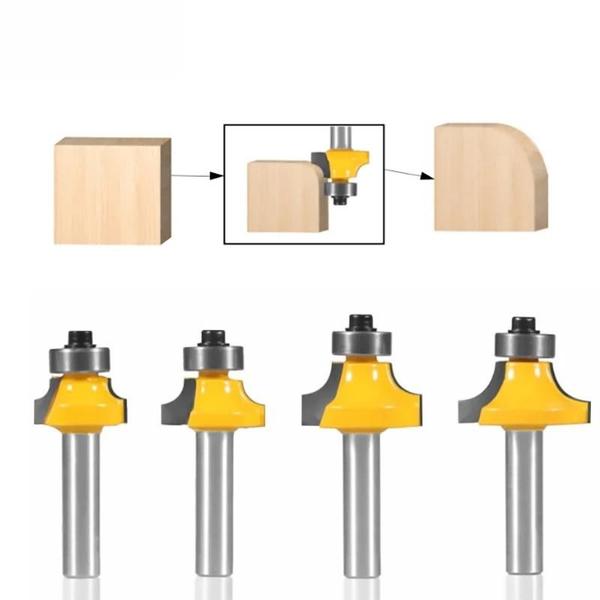 Imagem de Jogo de Bits de Roteador Shank Roundover - 8mm, 4 Peças - Para Arredondamento de Bordas e Chanfros