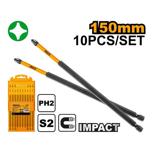 Imagem de Jogo De Bits De Torção PH2 150MM Estojo INGCO Com 10 PEÇAS-SDBIM11PH263