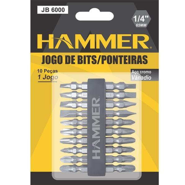 Imagem de Jogo de bits phillips e fenda duplo 1/4x65mm 10 peças hammer