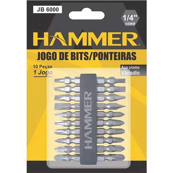 Imagem de Jogo de Bits Ponta dupla 65 mm 10 Peças Hammer