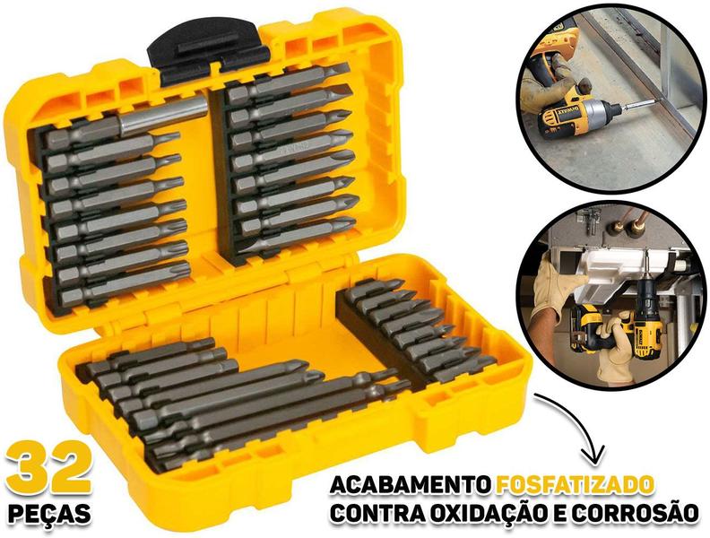 Imagem de Jogo De Bits Ponteiras P/ Parafusadeira Aço Cromo Vanádio 32 Peças Encaixe 1/4 Fixar E Soltar Parafusos