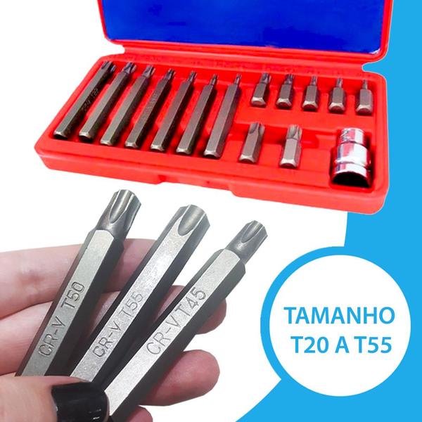 Imagem de Jogo De Bits Torx Com 15 Peças Aço Cromo Vanádio