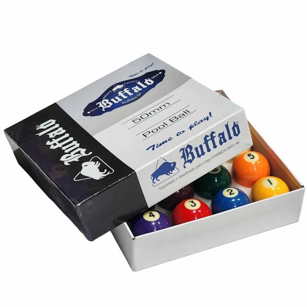Jogo de Bolas Buffalo Faixadas 50mm Profissional de Bilhar / Sinuca Imagem de Jogo de Bolas Buffalo Faixadas 50mm Profissional de Bilhar / Sinuca