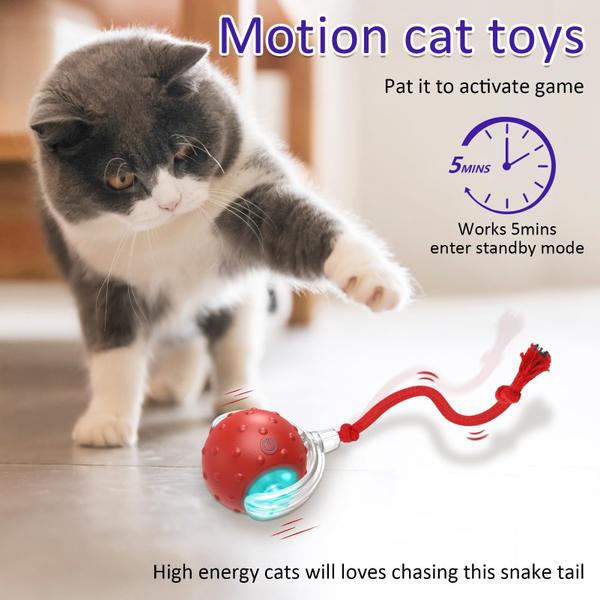 Imagem de Jogo de bolas de brinquedos interativo para gatos que vivem em ambientes fechados (vermelho)