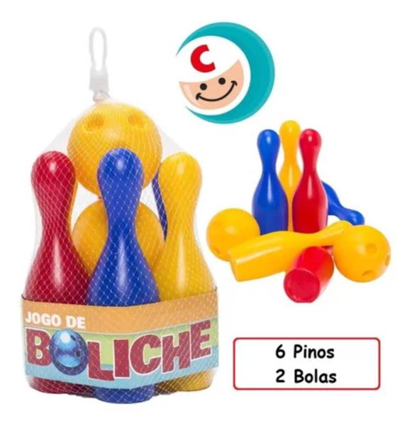 Imagem de Jogo de Boliche 6 Pinos Diversão Brinquedo Infantil Colorido