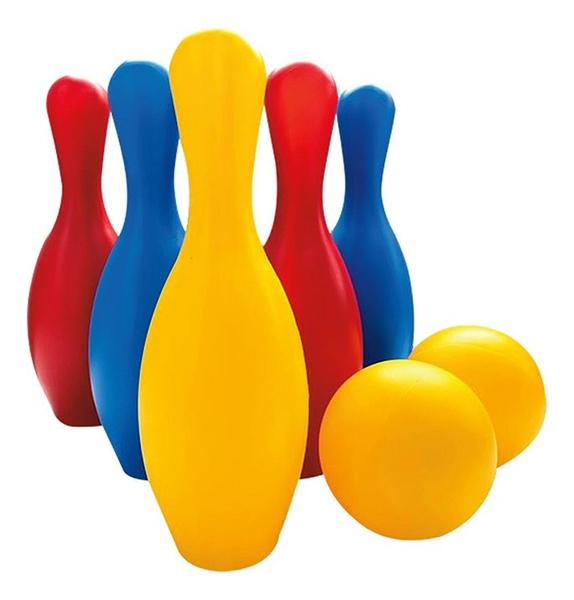 Imagem de Jogo De Boliche Brinquedo Infantil C/ 12 Pinos +4 Bolas 29cm