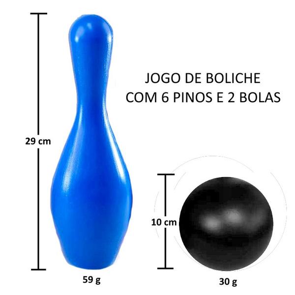 Imagem de Jogo de Boliche infantil Grande p/ Crianças 6 Pinos 2 Bolas