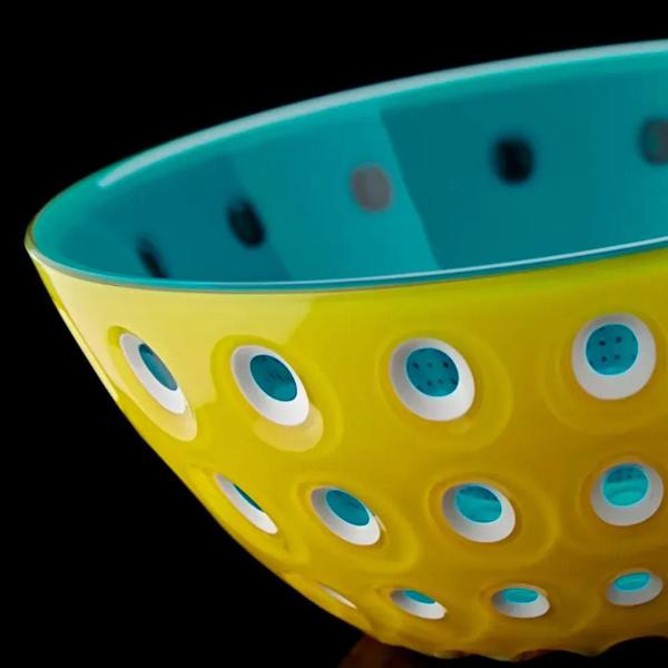 Imagem de Jogo de bowls em acrílico Guzzini Le Murrine 2 peças 12cm amarelo com água marinha