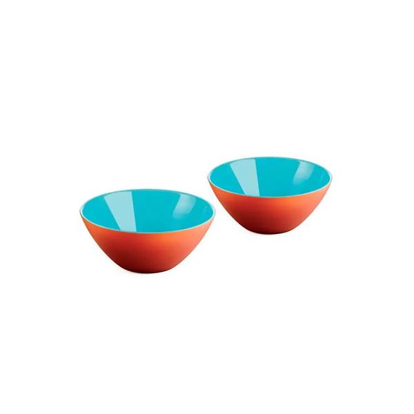 Imagem de Jogo de bowls em acrílico Guzzini My Fusion 2 peças 12cm coral com azul
