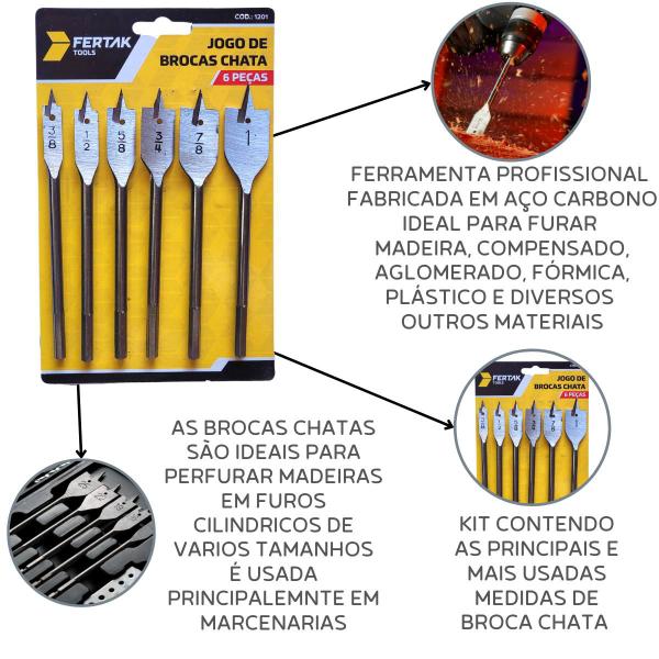 Imagem de Jogo de Broca Para Concreto 8pçs + Jogo de Broca Chata 6pçs Kit de Brocas Para Furar Parede Com Estojo, Broca Para Madeira.