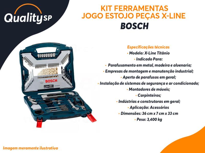 Imagem de Jogo De Brocas E Bits Bosch Xline Titânio 103 Pçs