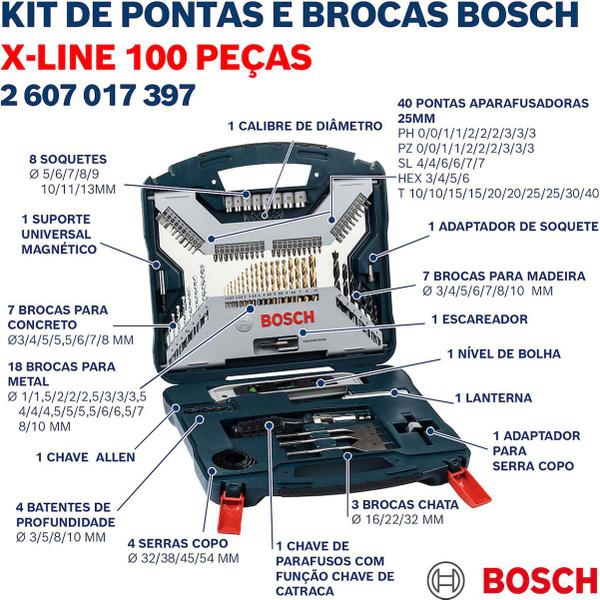 Imagem de Jogo de Brocas e Pontas Titânio X-Line 100 peças 2607017397 Bosch