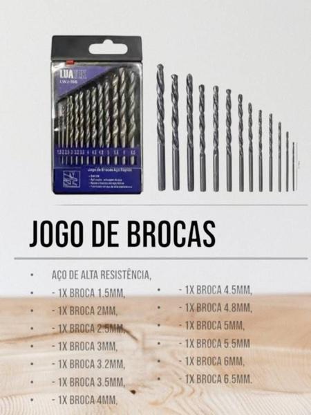 Imagem de Jogo de Brocas Kit 13 Pçs 1.5 Mm a 6.5 Mm Aço Rápido Luatek