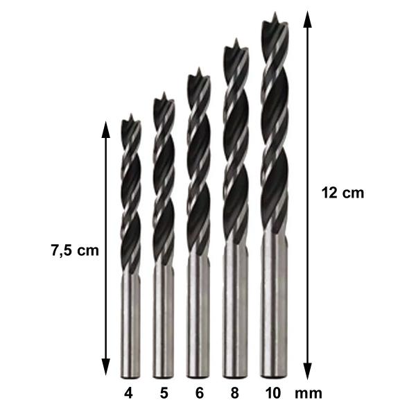 Imagem de Jogo De Brocas Para Madeira 4-10mm Estojo Com 5 Peças