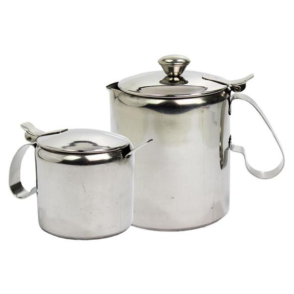 Imagem de Jogo de Café Com 2 Bules 600ml e Açucareiro 300ml Com Colher Aço Inox