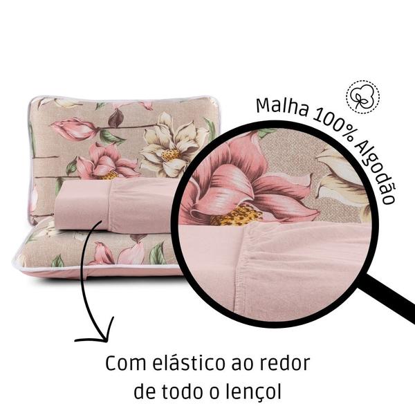 Imagem de Jogo de Cama 100% Algodão Queen 3 peças Estampado Liso