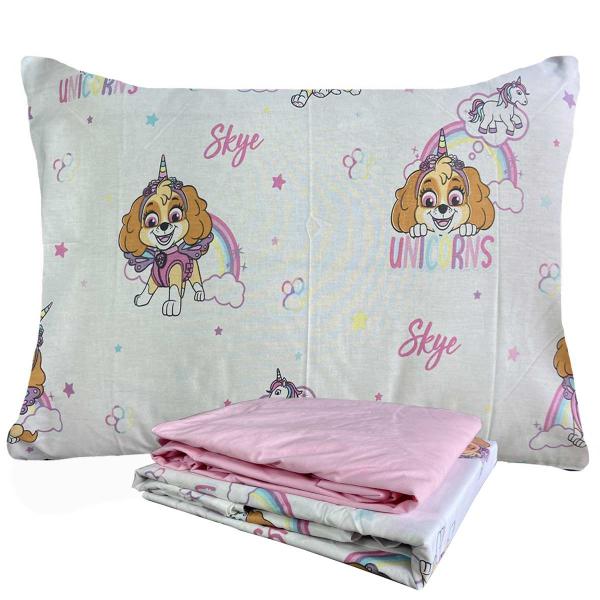 Imagem de Jogo de Cama 100% Algodão Solteiro Estampado Patrulha Canina Menina 1,40 m x 2,10 m Com 3 Peças Lepper