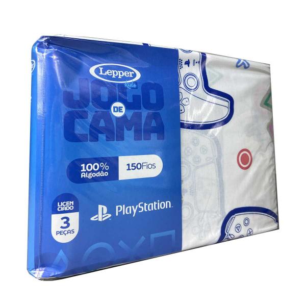 Imagem de Jogo de Cama 100% Algodão Solteiro Estampado PlayStation 1,40 m x 2,10 m Com 3 Peças Lepper