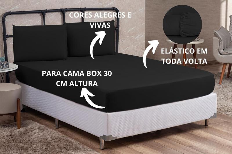 Imagem de Jogo de Cama Box Solteiro 2 Peças Liso com Fronha Cama Beliche e Cama Infantil