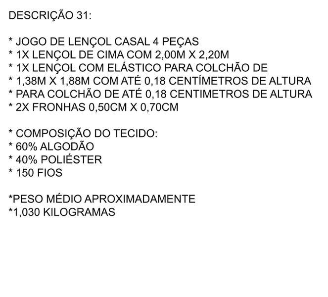 Imagem de Jogo de cama casal 4 peças lençol 2,00x2,20 baixo 1,38x1,88x0,18 de altura e 2 fronhas pousada sitio (verde-claro-112)