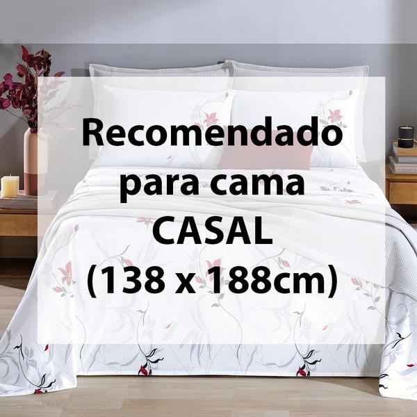 Imagem de Jogo de Cama Casal 4 peças Lençol com Elástico 100% Algodão Percal 180 Fios 138x188x35cm - Dohler