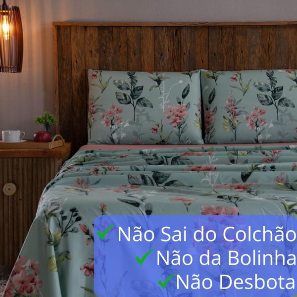 Imagem de Jogo De Cama Casal 4 peças Lençol Micro Percal 400 Fios Estampado