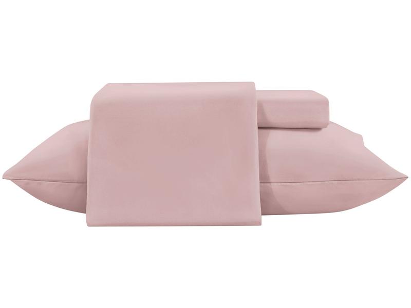Jogo de Cama Casal de Poliéster Jolitex 300 Fios Toque de Seda Rose 3 Peças Jogo de Cama Casal de Poliéster Jolitex 300 Fios Toque de Seda Rose 3 Peças