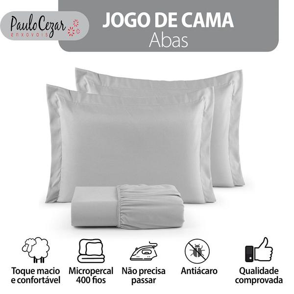 Imagem de Jogo de Cama Casal King 400 Fios Percal 03 Peças Com Aba, Antiácaro, Anti-pilling com Toque Macio