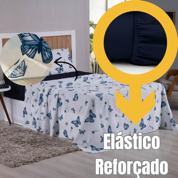 Imagem de Jogo De Cama Casal Lençol 4 Peças Percal Estampado 200 Fios